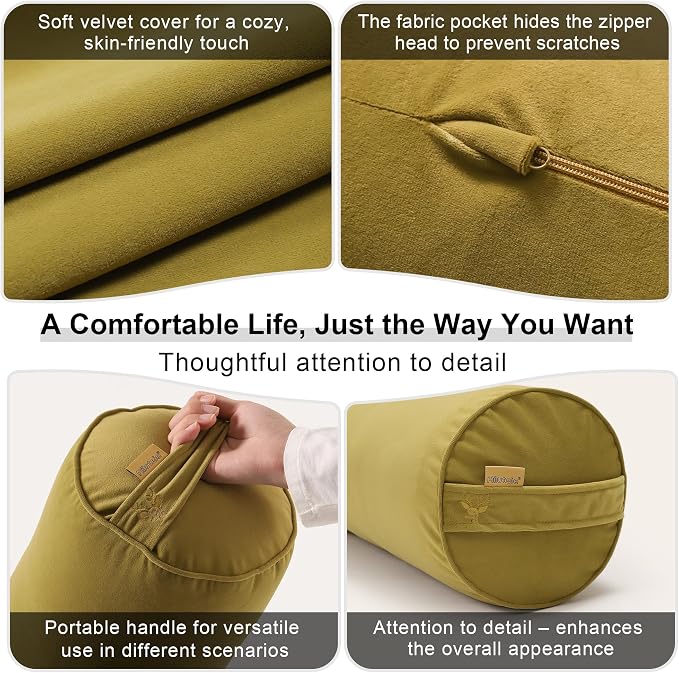 Body Pillow for Adults,Long Round Pillow,Big Cylindrical Pillow,Large Full Bolster Pillows for Side Sleepers (Golden Yellow, 39.37"*7.87")