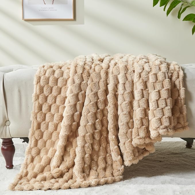 NEWCOSPLAY Fleece Clouds Cozy Twin Blanket for Couch, Brown, 60"x80" | Premium Silky Flannel Blanket, Soft Lightweight Fluffy Throw Blanket for Bed Sofa Decor, Gift for All Season Use