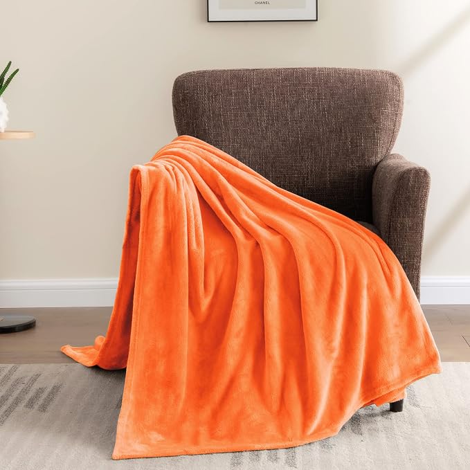 BEDELITE Fleece Blanket Soft Fall Twin Size Blanket Orange 60"x80" | Ultra Soft Fleece, Plush Microfiber, Lightweight Warmth, Fall Decor, Fade Resistant, Machine Washable, Couch Sofa Bed