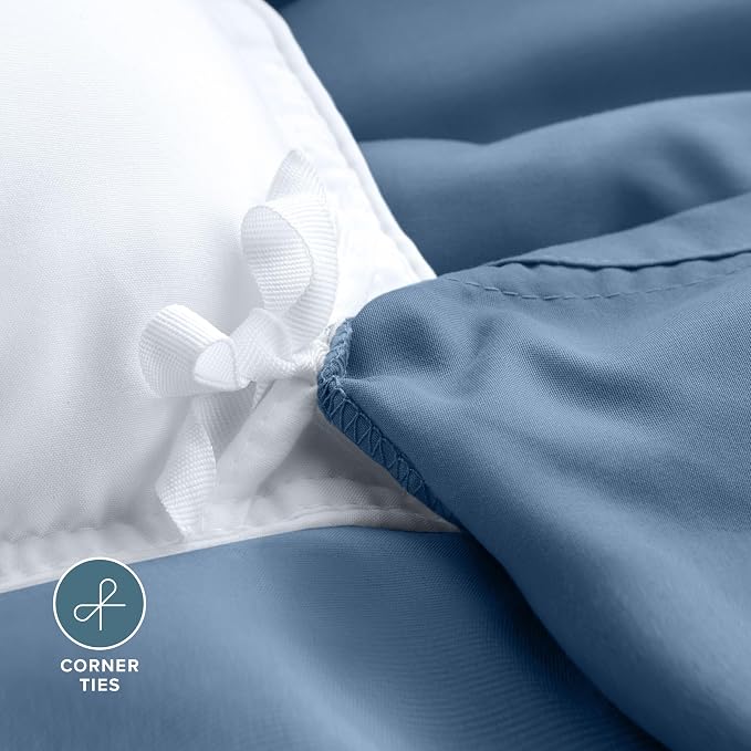 Bare Home Duvet Cover Set 1800 Ultra-Soft (Queen, Coronet Blue) | Lightweight, Cooling, Breathable, Premium 1800 Ultra-Soft, All-Season