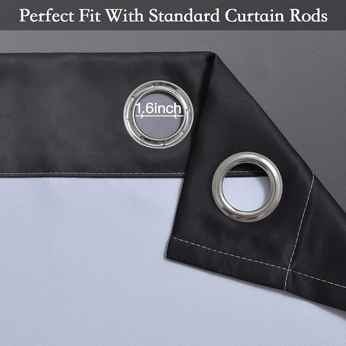 SimpleHome Ombre Black to Grey White Curtains for Living Room 42Wx72L | Room Darkening Curtains for Bedroom,Gradient Light Blocking Curtain,Thermal Insulated Grommet Window Drapes,2 Panels,72 Inch