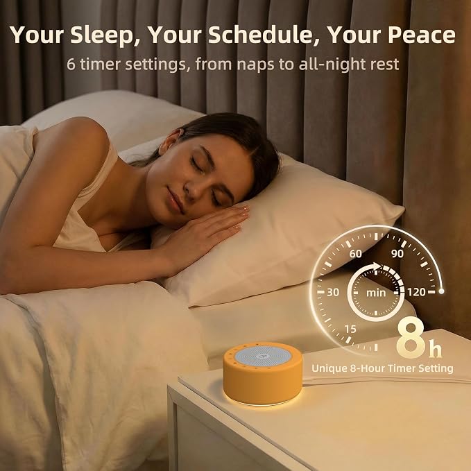 Kipcush White Noise Machine for Baby & Adults, 30 Soothing Sounds, Soft Non-Glare Nursery Lamp, 8 Color Night Lights, Memory Function (Angel V3 Orange, Standard)