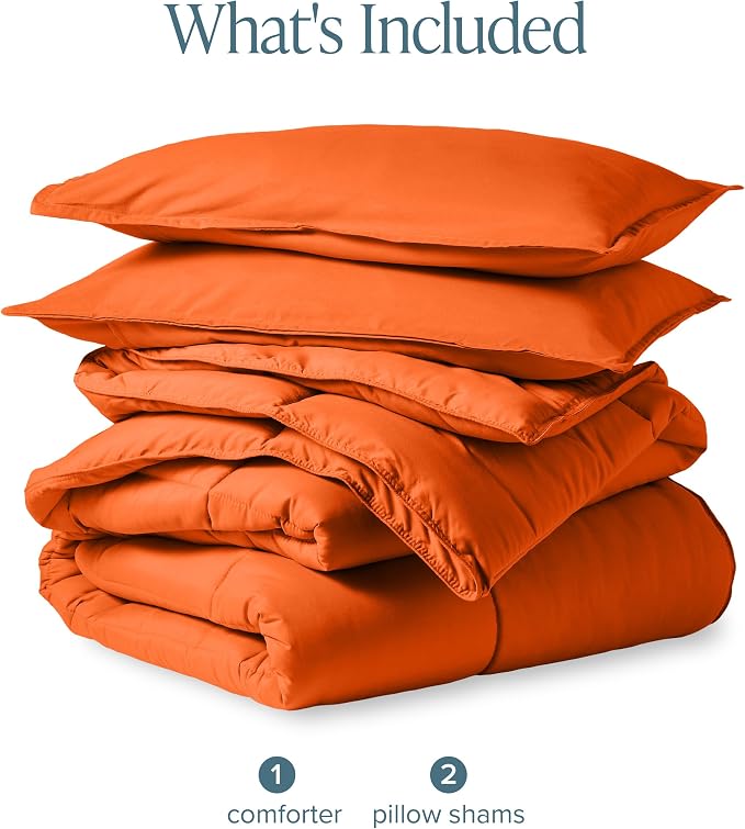 Bare Home Queen Comforter Set - 1800 Ultra Soft (Queen, Orange) | All-Season, Breathable, Hypoallergenic, Premium 1800, Warm, Cozy