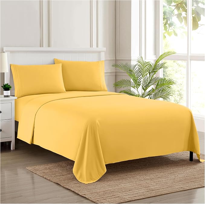 1800 Thread Count Sheet Set – Soft Egyptian Quality Brushed Microfiber Sheets – Luxury Bedding Set with Flat Sheet, Fitted Sheet, 2 Pillow Cases