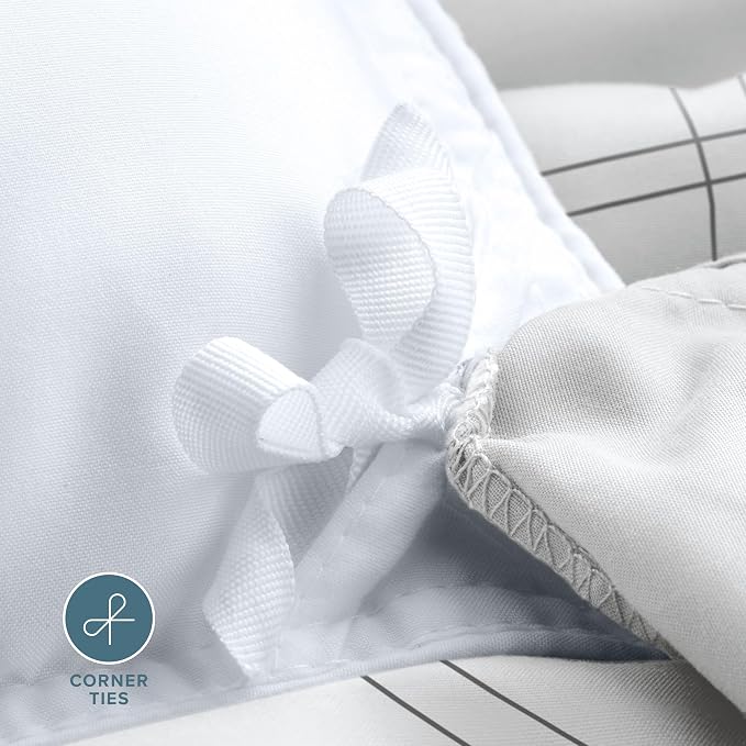 Bare Home Duvet Cover Set 1800 Ultra-Soft (Full, Modern Plaid - White/Grey) | Lightweight, Cooling, Breathable, Premium 1800 Ultra-Soft, All-Season