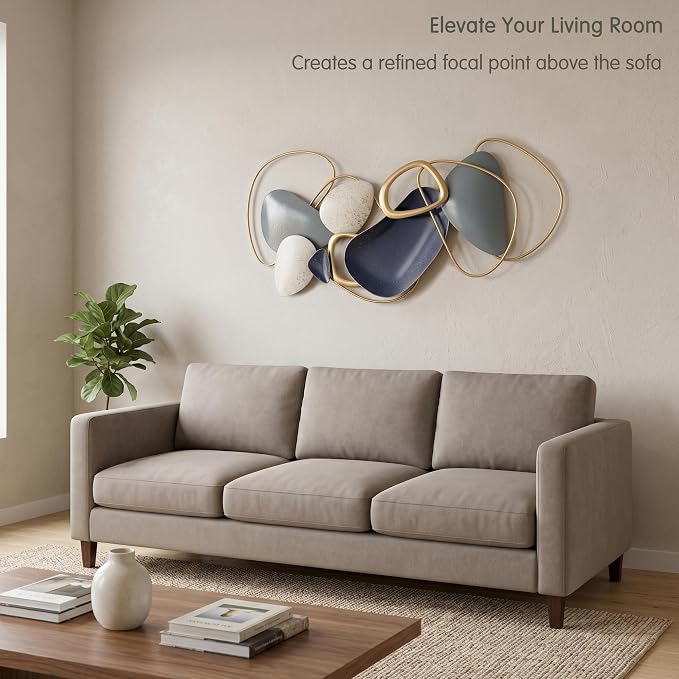 Axioglo 40" Large Wall Decor,3D Abstract Metal Wall Art for Living Room | 40" x 20" metal wall decor with layered metal texture, mounting hardware, two-way display