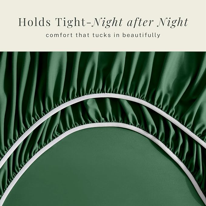 Hearth & Harbor Bed Sheets, Luxury Soft 6 Piece Bed Sheet Set Extra Deep Pocket Fitted Sheets Fits Mattress up to 21", Double Brushed Bedding Sheets & Pillowcases, Twin XL, Dark Green