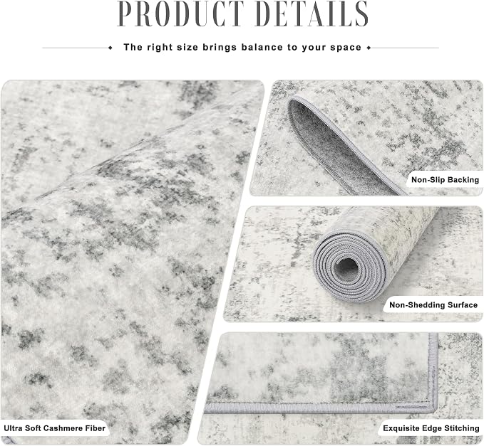 5x7 Area Rug Living Room: Modern Washable Indoor Soft Carpet Gray | For Bedroom Dining Room Farmhouse Nursery Hallway Office,Modern Abstract,Machine washable,Non-Slip,Stain Resistant,Indoor