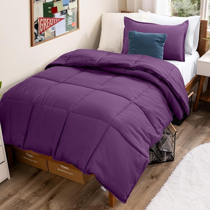 Bare Home Comforter Set - 1800 Ultra Soft (Twin/Twin XL, Plum) | All-Season, Breathable, Hypoallergenic, Premium 1800, Warm, Cozy