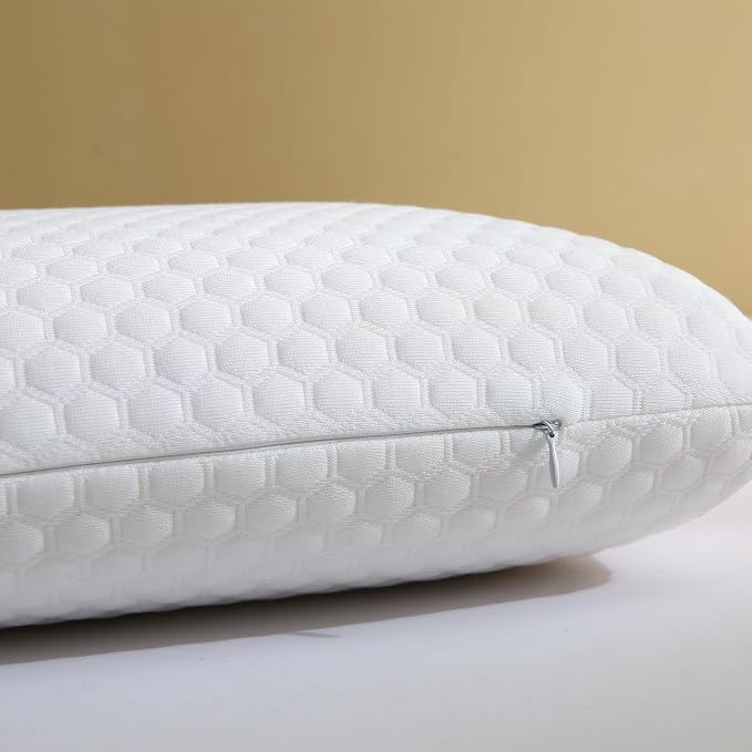CSDLF Memory Foam Bed Pillows, Pillow for Side and Back Sleeper, Pillow for Neck Pain Relief, Washable Removable Cover, Soft, White (Standard)