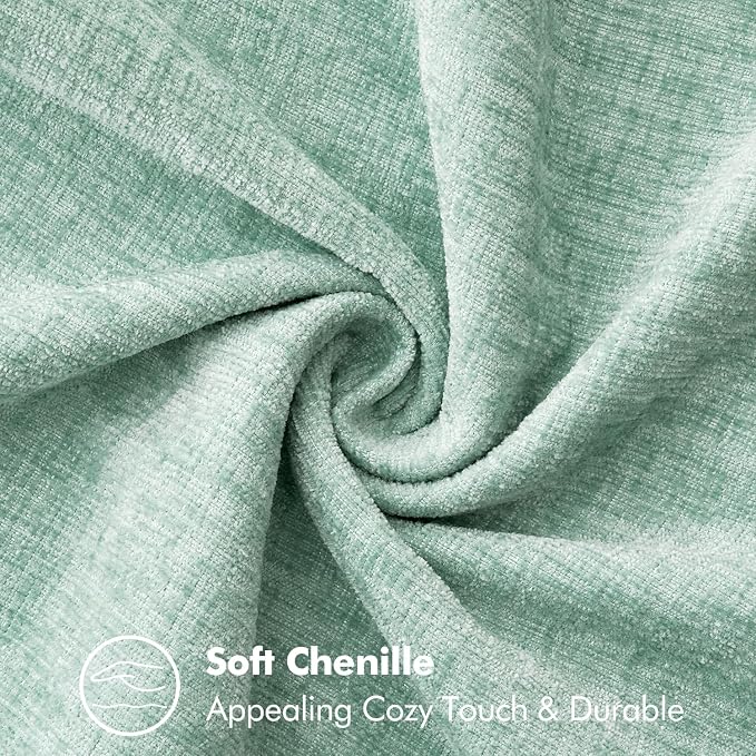 MIULEE Decorative Lumbar Throw Pillow Covers 12x20 Inch Aqua Green 2 Pack | Farmhouse Pillow Covers with Stitched Edge, Soft Chenille Cushion Cases, for Couch Sofa Bed Living Room Home Decor