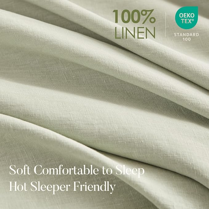 DAPU 100% French Linen Duvet Cover 3Pcs Set, 170GSM Linen Bedding, Full/Queen