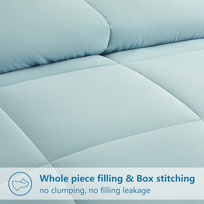 EASELAND Twin XL Down Alternative Comforter, Aqua, 68x92 Inches | College Dorm Quilted Duvet Insert, Soft Lightweight Bedding with Corner Tabs, Breathable Machine Washable Dorm Essentials