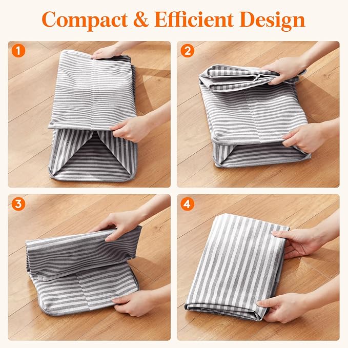 Lifewit 75L Large Collapsible Laundry Basket with Extended Handles, Grey | Foldable Laundry Hamper, Tall Dirty Clothes Basket, Waterproof, Freestanding Design for Bedroom, Bathroom, College Dorm