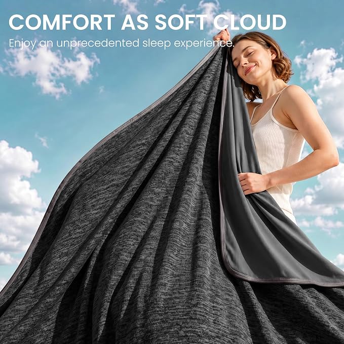 Topcee Cooling Blanket Queen Size 90"x90" for Hot Sleepers Summer Blanket | Absorbs Heat Cold Summer Blanket for Night Sweats & Menopause Q-Max>0.5 Lightweight Breathable Soft Double-Side Cooling
