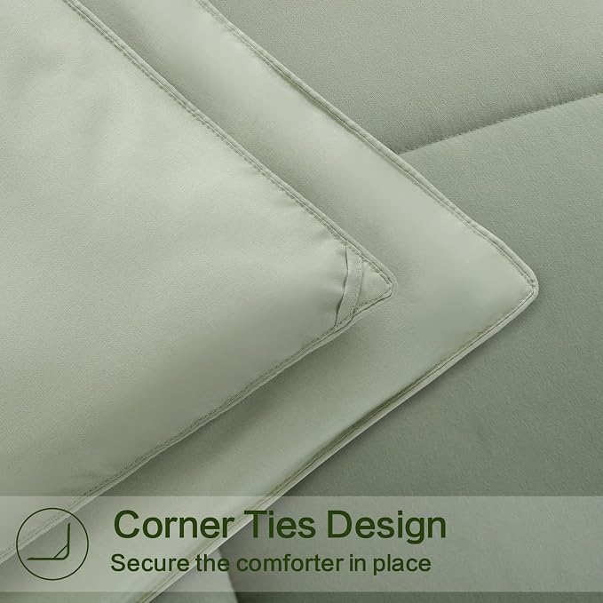 EASELAND California King Down Alternative Comforter, Sage Green, 96x104 | Quilted Duvet Insert for All Seasons, Soft Lightweight Bedding with Corner Tabs, Breathable Machine Washable Hotel Quality