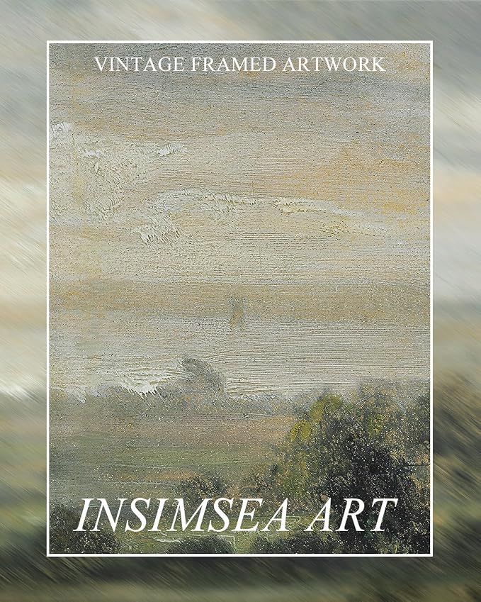 InSimSea Extra Large Framed Vintage Wall Art, Wild Field Sky Prints,20x40In | Living Room Country Farmhouse Decor, Canvas Landscape Long Picture for Bedroom Above of Bed