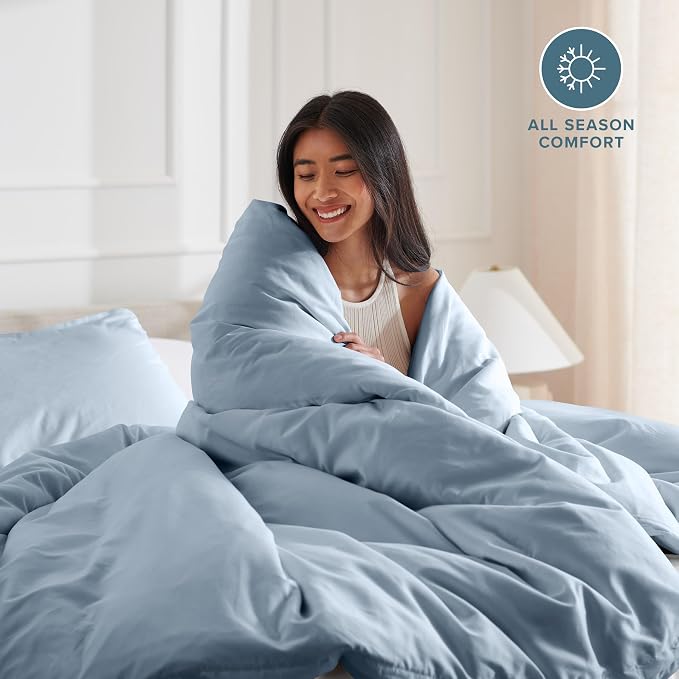 Bare Home Duvet Cover Set 1800 Ultra-Soft (California King, Dusty Blue) | Lightweight, Cooling, Breathable, Premium 1800 Ultra-Soft, All-Season
