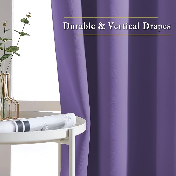 NICETOWN Room Darkening Curtains for Doorway 78" L Lilac Purple, Grommet Light Blocking Window Treatments Blackout Privacy Drapes for Living Room/Kids Room, 2 Panels, W52 x L78