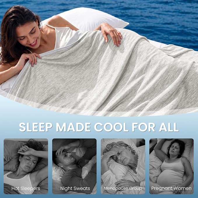 Topcee Cooling Blanket (90"x90"Queen Size) for Night Sweats Absorbs Heat to Keep Adults Cool on Warm Nights, Q-Max 0.5 Cooling Blankets for Hot Sleepers, Ultra-Cool Lightweight Blanket for Bed | Absorbs Heat Cold Summer Blanket for Night Sweats & Menop...