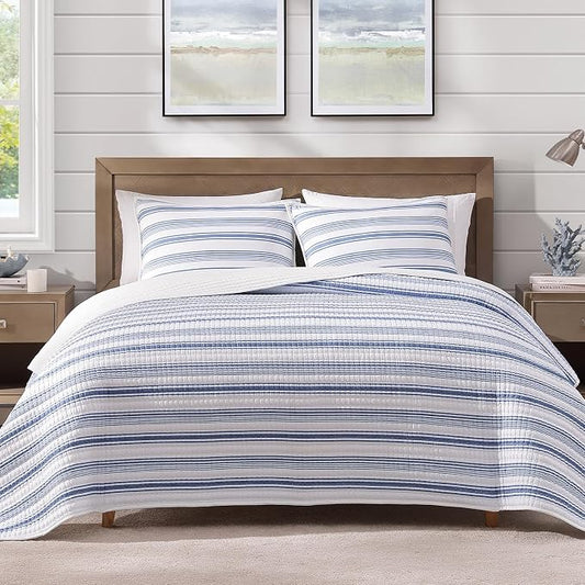 Queen Quilt-Lightweight Bedspread Quilt Queen Size Quilt Bedding Set | Soft Reversible Nautical Coverlet with 2 Shams for All Seasons, 3 Pieces, 90"x94"