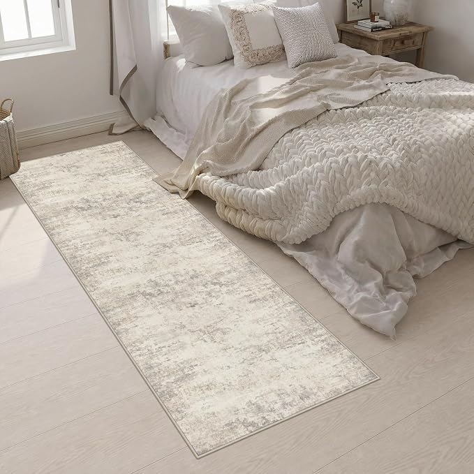 2.6x10 Washable Runner Rug:Modern Abstract Soft Carpet Brown Beige | For Hallway, Bedroom, Kitchen, Laundry, Bathroom,Door Mat,Modern Abstract,Machine washable,Non-Slip,Stain Resistant,Indoor