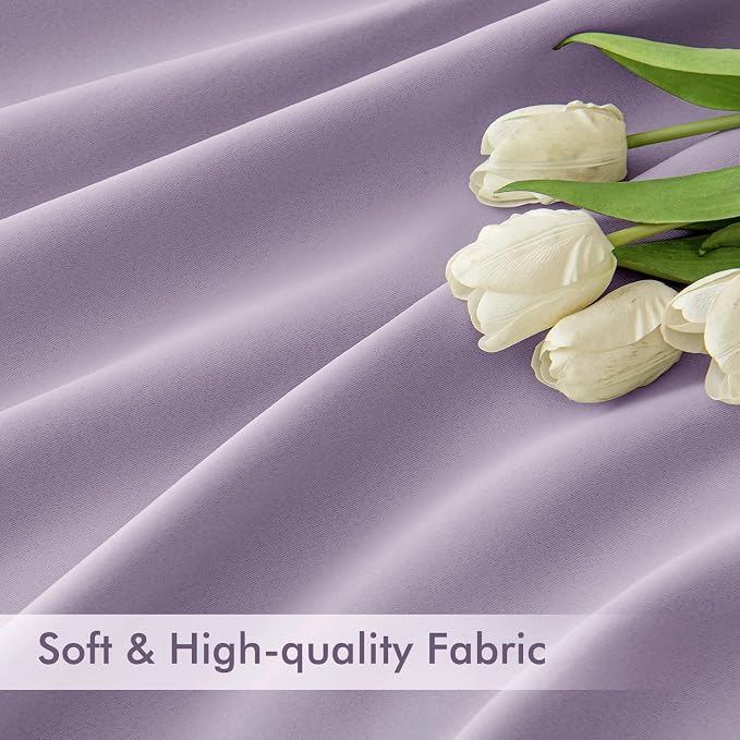 MIULEE Lilac Back Tab Blackout Curtains 52x84 Inch Length 2 Panels Set | Rod Pocket Pinch Pleated, Thermal Insulated, Room Darkening, Light Blocking, Privacy Curtains for Living Room Bedroom