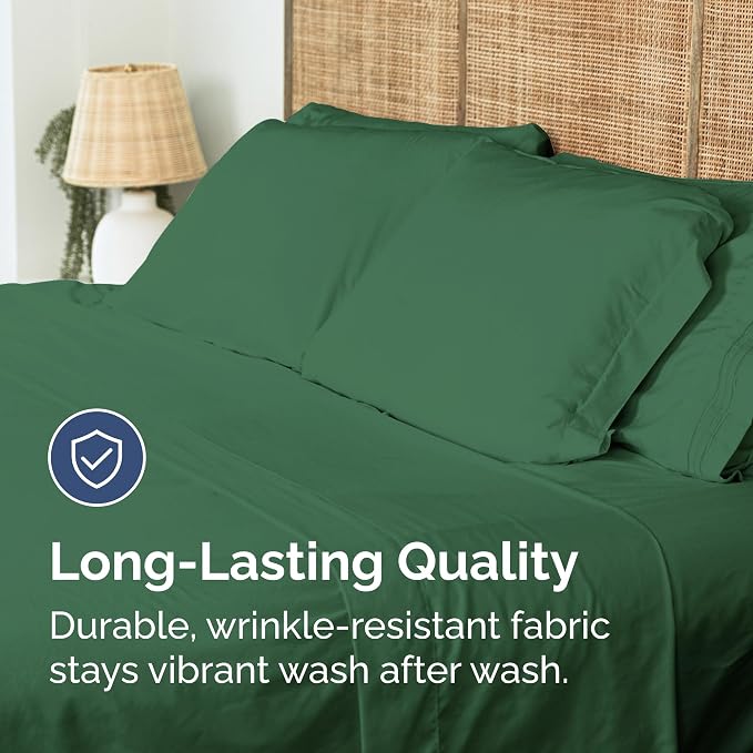 Full Flat Sheet - Single Top Flat Sheet Only - Cooling - Emerald Green | Hotel Luxury Top Flat Sheet Only, Ultra-Soft, Breathable & Cooling, Fade & Wrinkle Free, Easy-Care, Stain & Shrink Resistant