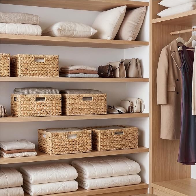 StorageWorks Wicker Baskets for Storage, Wicker Storage Baskets, 1-Pack | Water Hyacinth Wicker Storage Baskets for Shelves, Large Wicker Baskets for Organizing, Woven Basket for Storage,Large Basket