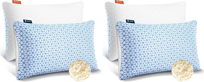 Love Attitude Shredded Memory Foam Pillows Queen Size Set of 4 | Cooling Firm and Adjustable for Side Back Stomach Sleepers