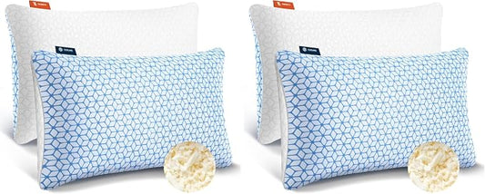 Love Attitude Shredded Memory Foam Pillows Queen Size Set of 4 | Cooling Firm and Adjustable for Side Back Stomach Sleepers