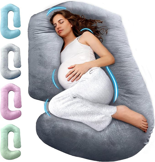 Pregnancy Pillows for Sleeping – 57-Inch Maternity Pillow for Pregnant Women with Removable Washable Cover – Support for Back, Belly, Neck, Legs, & Hips – V C U Shaped Full Body Pillow