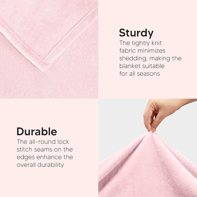 Utopia Bedding Ultra Soft Fleece Bed Blanket Queen Size Pink (90x90 Inches) | Microfiber Plush Warm Lightweight Breathable Cozy Blanket Anti-Static, All Season Use, Gift for Women and Men