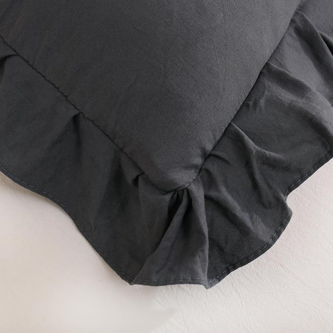 Merryword Dark Gray Body Pillow Cover 20x54inches Reversible Long Pillowcase Ruffled Body Pillowcases Cute Pillowcase Pillow Sham (1 Body, Dark Gray)