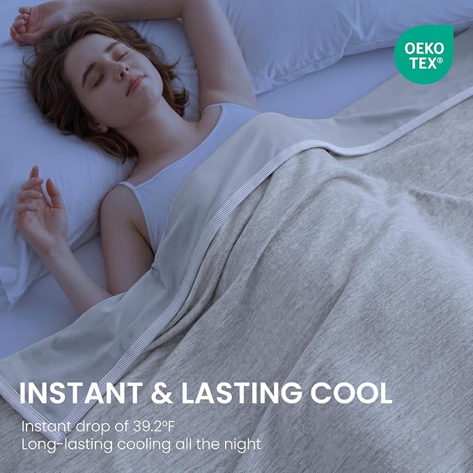Topcee Cooling Blanket(90"x108"King Size) for Night Sweats Absorbs Heat to Keep Adults Cool on Warm Nights, Q-Max 0.5 Cooling Blankets for Hot Sleepers, Ultra-Cool Lightweight Blanket for Bed | Absorbs Heat Cold Summer Blanket for Night Sweats & Menopa...