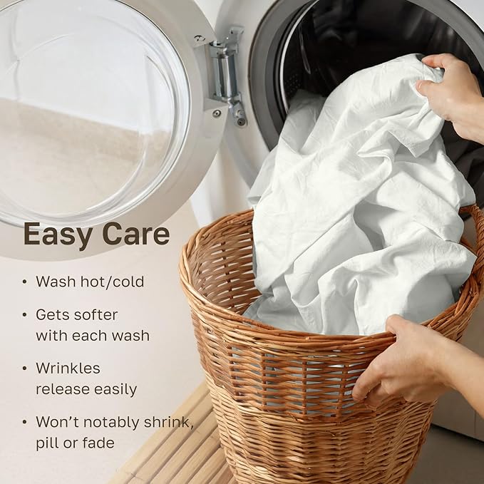 Soft Natural 100% Cotton Sateen Twin Sheets, 3 Pc Set, Ivory (Eggshell) | Backed by Good Housekeeping Seal, Light & Breathable For Hot Sleepers, All-Around Elastic, Durable, Easy Care