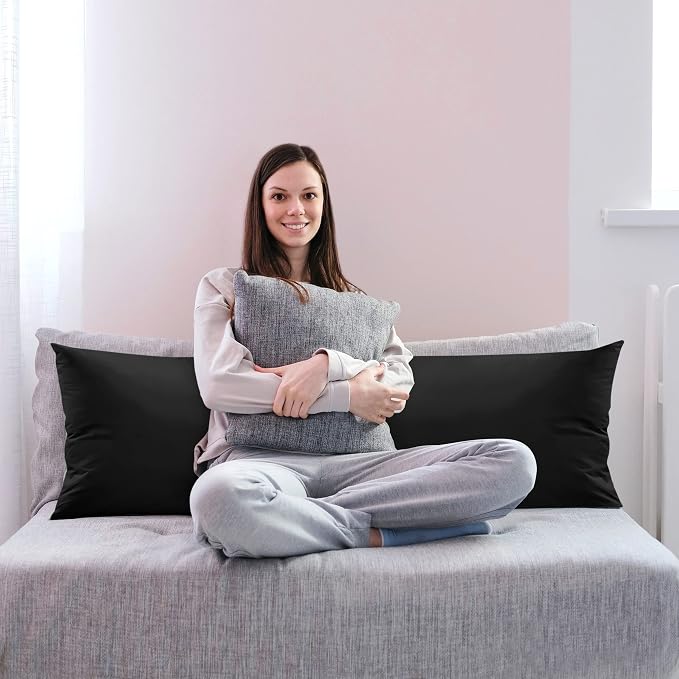 Utopia Bedding Full Body Pillow for Adults (Black, 20 x 54 Inch), Long Pillow Insert for Sleeping, Ideal for Side Sleepers | Large Body pillows for Adults, Plush Support, Pregnancy Pillow Insert for sleeping, helps maintain body contour, 20x54 inches