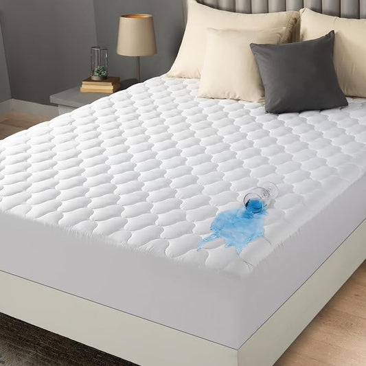 Waterproof King Mattress Protector, Quilted Fitted Mattress Pad, White | Deep Pockets fits upto 16" Deep, 100% Waterproof Mattress Cover Soft Breathable & Noiseless Mattress Topper by Utopia Bedding