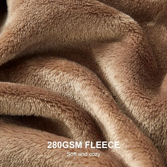 Hansleep King Camel Fleece Blanket, Soft Flannel Bed Blanket | Fuzzy Cozy Blanket 90x108 Inches, Multi-use for Bed, Sofa, Couch, Travel, Camping, All Season Warm Lightweight Cover