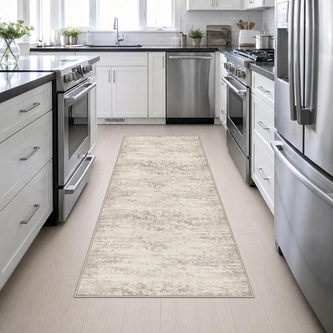 3x8 Washable Runner Rug：Modern Abstract Soft Carpet Brown Beige | For Hallway, Bedroom, Kitchen, Laundry, Bathroom,Door Mat,Modern Abstract,Machine washable,Non-Slip,Stain Resistant,Indoor