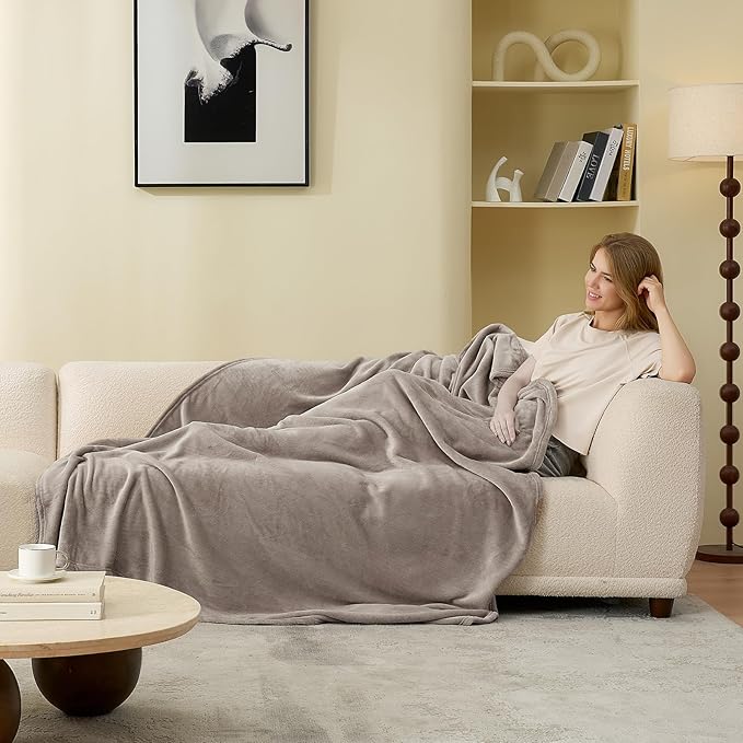 Hansleep Full Mocha Brown Fleece Blanket, Soft Flannel Bed Blanket | Fuzzy Cozy Blanket 84x90 Inches, Multi-use for Bed, Sofa, Couch, Travel, Camping, All Season Warm Lightweight Cover