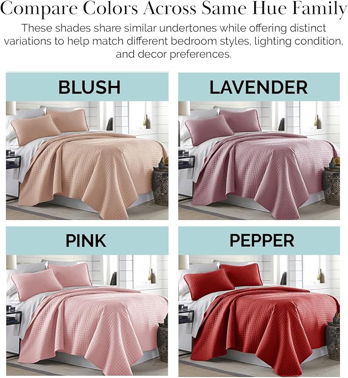 Southshore Fine Living, Inc. Full/Queen Quilt Bedding Set, Microfiber Quilts Queen Size, Coverlet, Stain & Pet Hair Resistant Bedding, Full Size Bedspread with 2 Pillow Shams, Chili Pepper Red