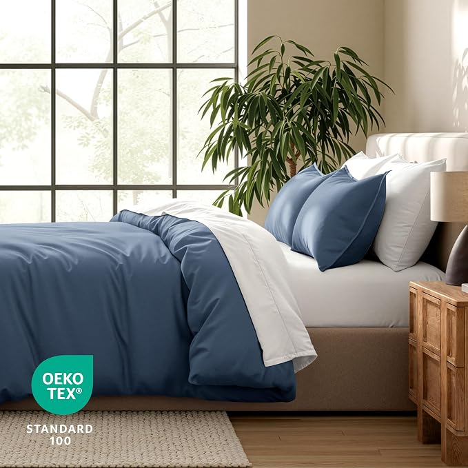 Bare Home Duvet Cover Set 1800 Ultra-Soft (Queen, Bering Sea) | Lightweight, Cooling, Breathable, Premium 1800 Ultra-Soft, All-Season