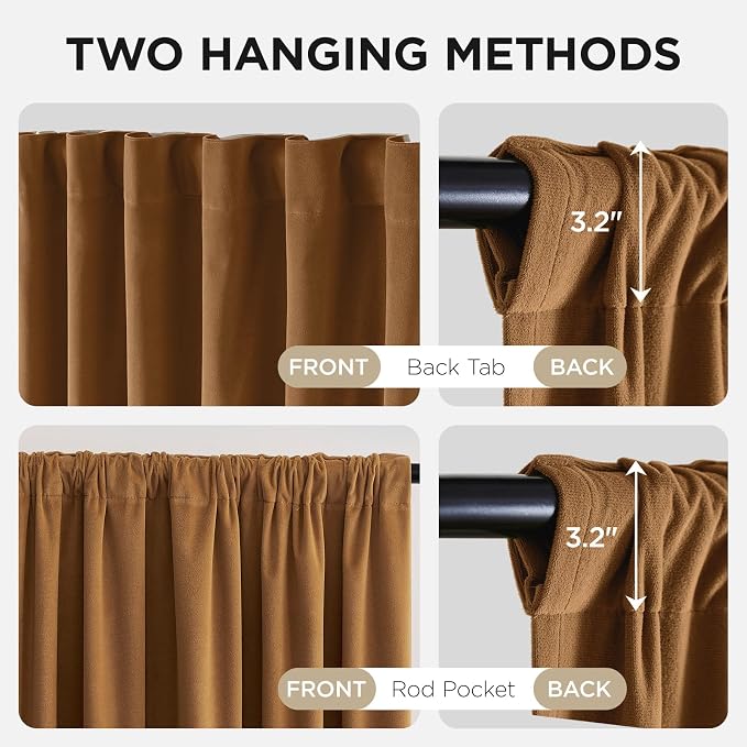 Joydeco 100% Blackout Curtains Velvet Black Out Curtain 96 Inch Drapes | for Bedroom Living Room, Heat and Light Blocking, Thermal Insulated Luxury Heavy Duty Curtain 2 Panels Back Tab&Rod Pocket