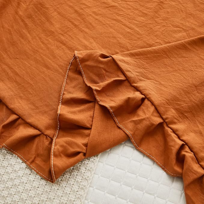 Burnt Orange Body Pillow Cover 20x54inches Long Pillowcase Shabby Chic Ruffled Fringe Decor Body Pillow Sham Cute Pillowcase (1 Body, Caramel)