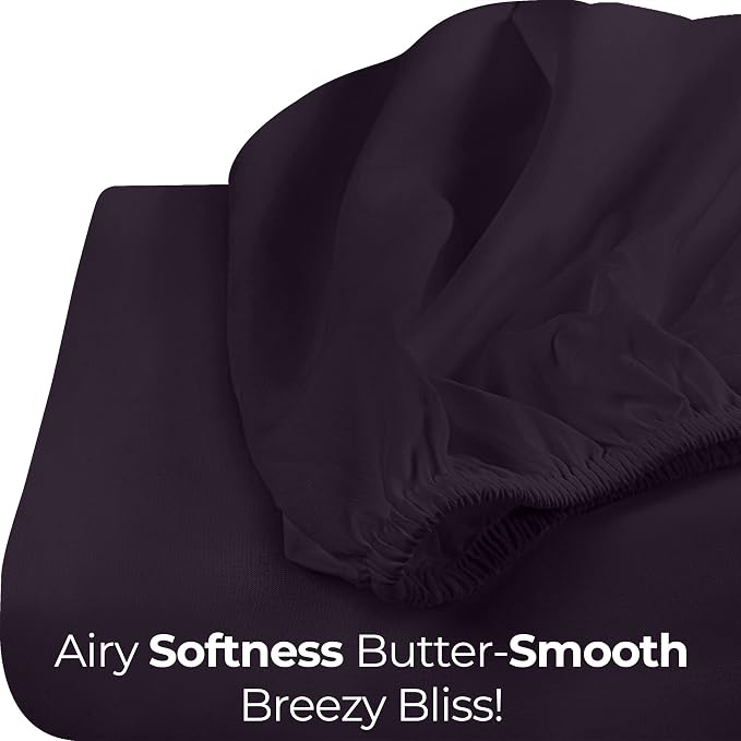 Queen Fitted Sheet, Ultra Soft Fits Up to 16 Inch Deep Pocket, Purple | Hotel Comfort, Cooling & Breathable Cotton like Polyester, Easy Fit, Wrinkle & Fade Resistant, Snug Fit, Easy Care, Oeko-Tex