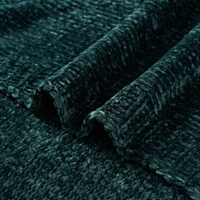 Dark Green Throw Blanket, Chenille Throw Blanket for Couch Bed 51"x67" | Shiny Chenille Blanket, Christmas Green Knit Throw Blanket, Soft Warm Chenille Knitted Blanket for Home Decor