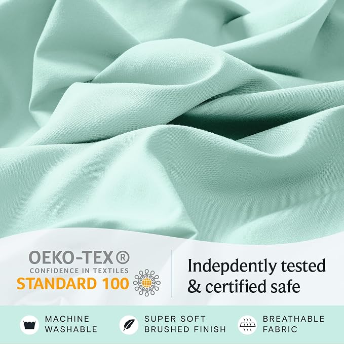 Split King Sheets for Adjustable Bed, Soft Deep Pocket Bed Sheets Set, 5PC | LuxClub Silky Fitted Sheet & Pillowcase Sets, Breathable Hotel Luxury Bedding for Mattress Wrinkle Free, Aquamarine