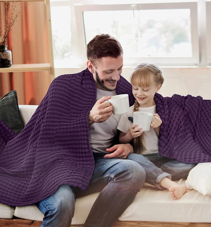 Utopia Bedding 100% Cotton Waffle Blanket Twin Size Plum, 90x72 Inch | Lightweight Breathable Cozy Summer Bed Blanket Home Decor Gift for Women and Men