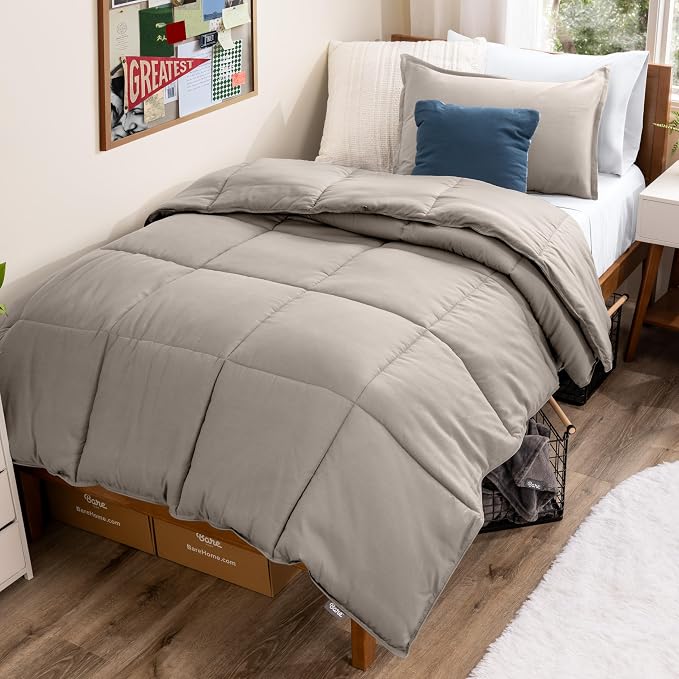 Bare Home Comforter Set - 1800 Ultra Soft (Twin/Twin XL, Khaki) | All-Season, Breathable, Hypoallergenic, Premium 1800, Warm, Cozy